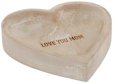 Love You Mom Heart-Shaped Paulownia Wood Keepsake Dish
