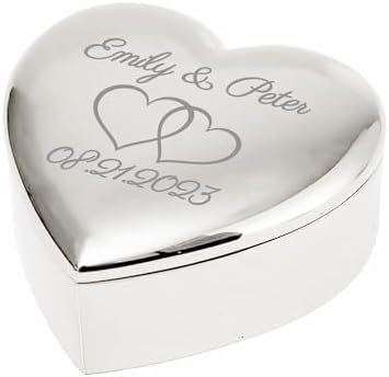 Personalized Heart Shaped Ring Box with Name and Date