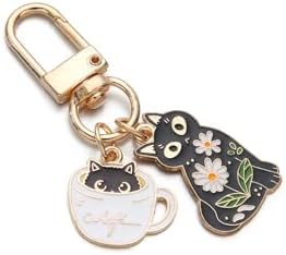 PHAETON 20PCS Cute Cat Keychain with Hook