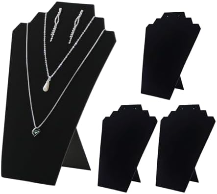 4pcs Set Velvet Black Foldable Necklace Display Stand