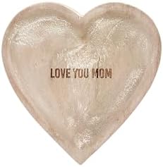 Love You Mom Heart-Shaped Paulownia Wood Keepsake Dish
