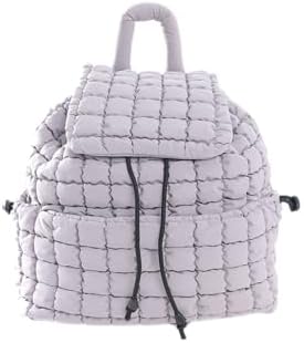 VAKAER Lightweight Quilted Hiker Backpack for Women Light Gray