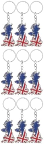LOGOFUN 9pcs British Flag Keychains with UK Map Design