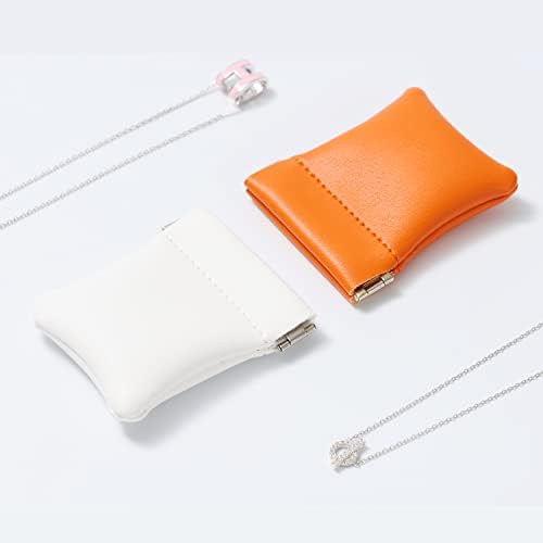 Woodten 2 Pack PU Leather Jewelry Ring Pouch Pearl White