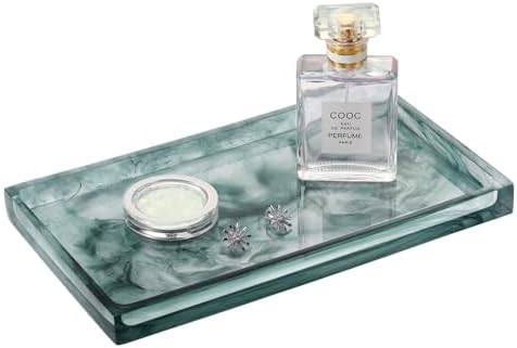 Ink Green Resin Vanity Tray with Jewelry Storage
