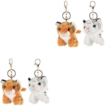LOGOFUN 4PCS Plush Tiger Keychains for Backpacks Purses