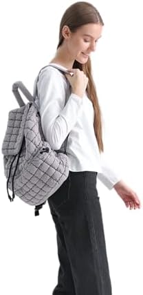 VAKAER Lightweight Quilted Hiker Backpack for Women Light Gray