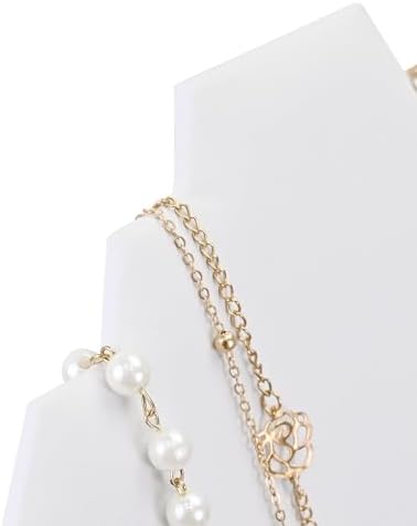 MOOCA 6 Piece White Faux Leather Easel Necklace Display
