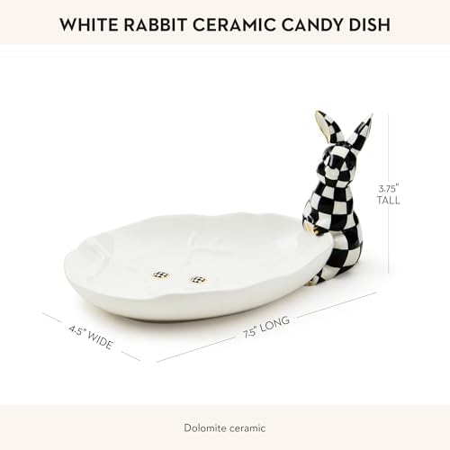 Mackenzie-Childs Ceramic Tray with White Rabbit Design
