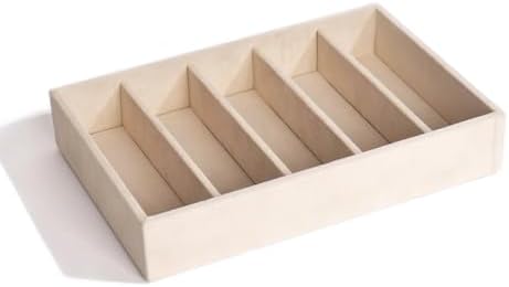 Luxury Velvet Sunglass Organizer Tray for Accessories Cream 5 Slot