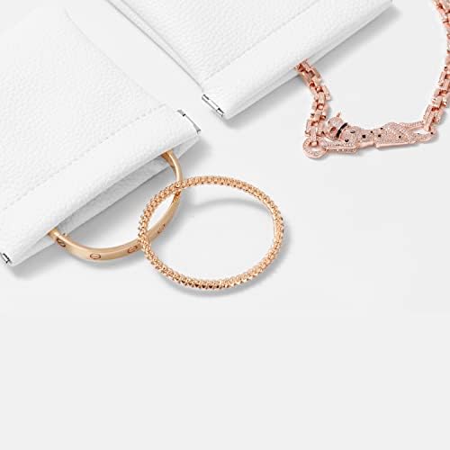 Woodten 2 Pack PU Leather Jewelry Ring Pouch Pearl White