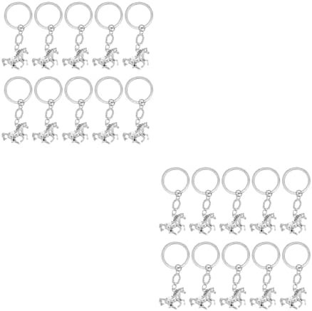 LOGOFUN 20pcs Horse Keychain with Horseshoe Design