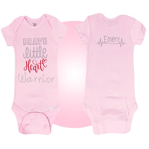 Personalized Heart Warrior Baby CHD Onesies - Pink - Unisex 100 Cotton