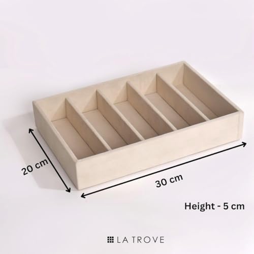 Luxury Velvet Sunglass Organizer Tray for Accessories Cream 5 Slot