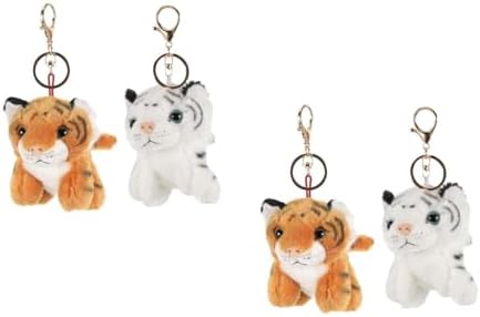 LOGOFUN 4PCS Plush Tiger Keychains for Backpacks Purses