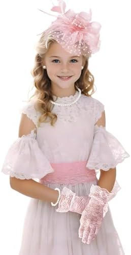 Blush Pink Tea Party Fascinator Hat Gloves Set