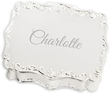 Cherished Moments Personalized Jewelry Box with Engraved Name or Initials Silver Toned