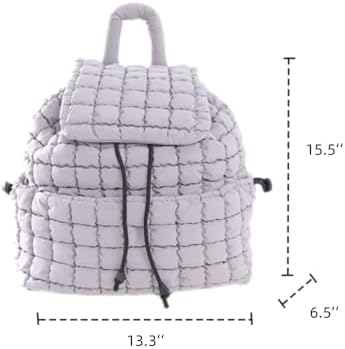 VAKAER Lightweight Quilted Hiker Backpack for Women Light Gray