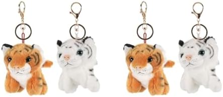 LOGOFUN 4PCS Plush Tiger Keychains for Backpacks Purses