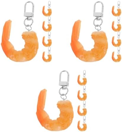 LOGOFUN 15 Pcs Fake Shrimp Keychains for Bags and Keys