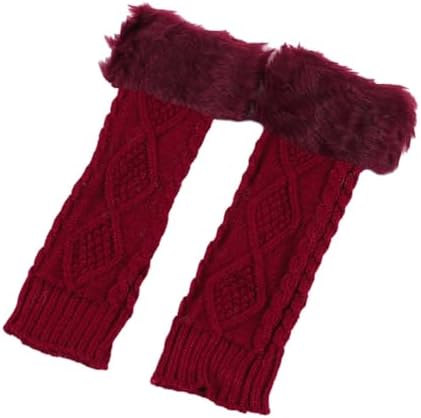 Womens Furry Cuff Arm Warmers with Thumb Hole