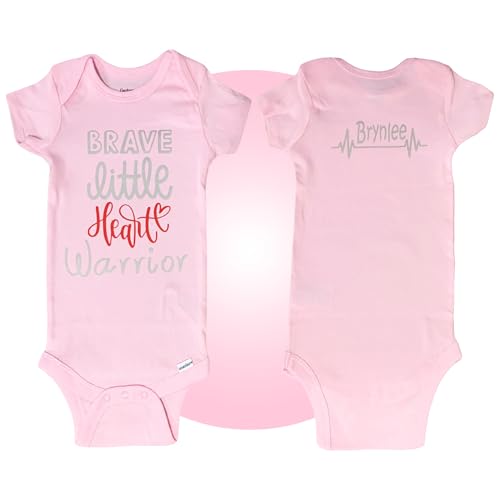 Personalized Heart Warrior Baby CHD Onesies - Pink - Unisex 100 Cotton