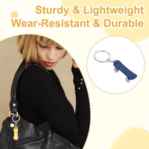 PATIKIL Mini Skateboard Keychain Key Ring