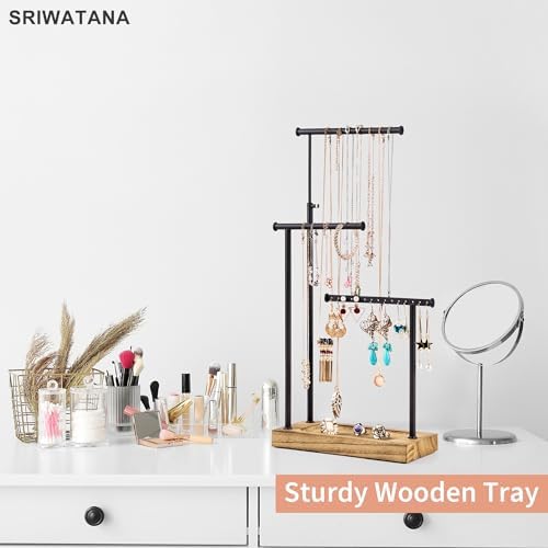 SRIWATANA Jewelry Organizer Stand - 3 Tier Extra Tall Necklace Holder