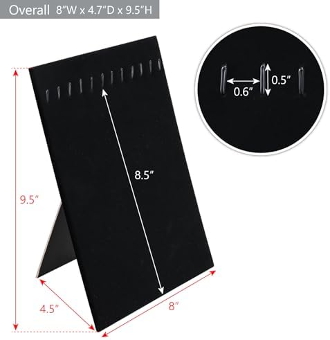 MOOCA 12-Hook Bracelet Display with Easel Stand 2 Pcs Set Black Velvet