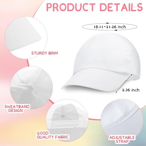 Back to School White Baseball Hats Bulk DIY for Kids