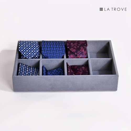 La Trove Tie and Pocket Square Organizer Tray with 8 Slots