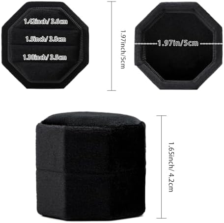 WantGor Velvet Ring Box with 3 Slots Black