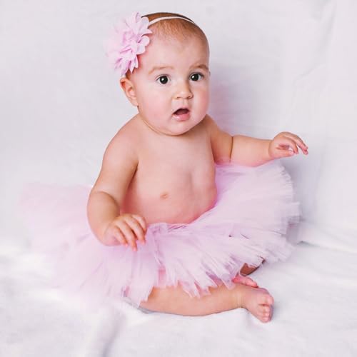 Medsuo Newborn Tutu Skirt and Pink Flower Headband