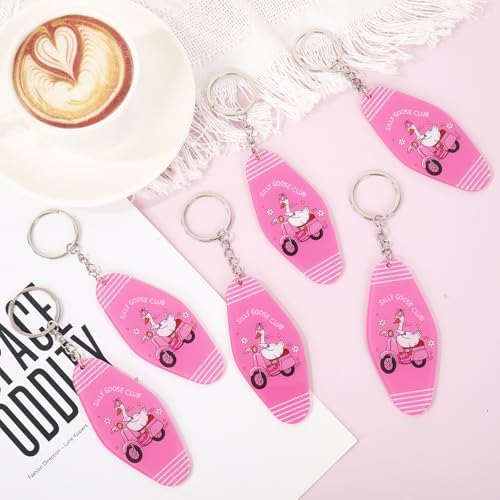 20Pcs Silly Goose Keychain Pink Cute Funny Key Rings Novelty Gifts
