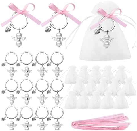 Pack Of 60 Stylish Angel Keychain Charms With Organized Pouches