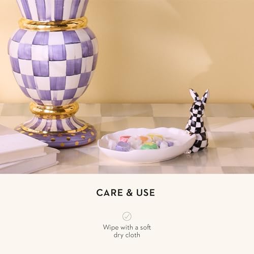 Mackenzie-Childs Ceramic Tray with White Rabbit Design