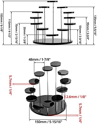 QWORK 12 Tier Acrylic Jewelry Display Stand Black