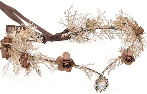 MOSTORY Fairy Flower Crown for Women - Woodland Elf Headwear Costume Accessory