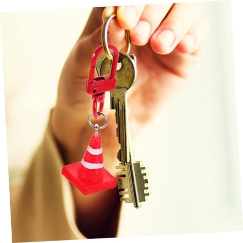 Kisangel 5pcs Resin Traffic Cone Keychain Pendant Set