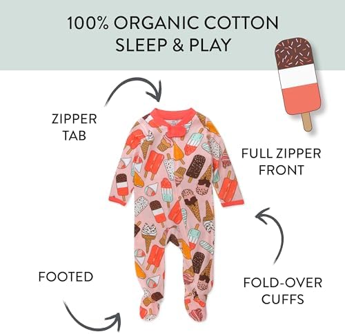 HonestBaby Organic Cotton Sleep Play Pajama Sleeper for Baby Girls