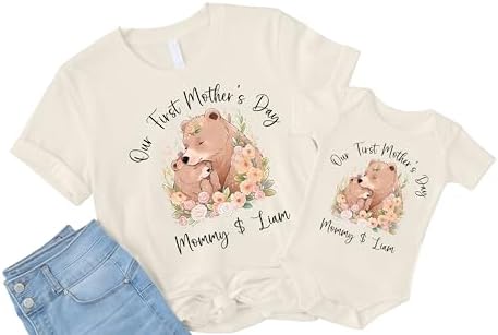 NAZENTI Mom Baby Matching First Mothers Day Shirts