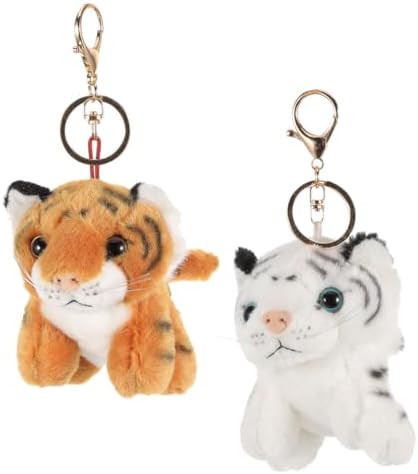 4pcs Plush Tiger Keychain Stuffed Animal Keyring Pendant for Backpacks Handbags Presents