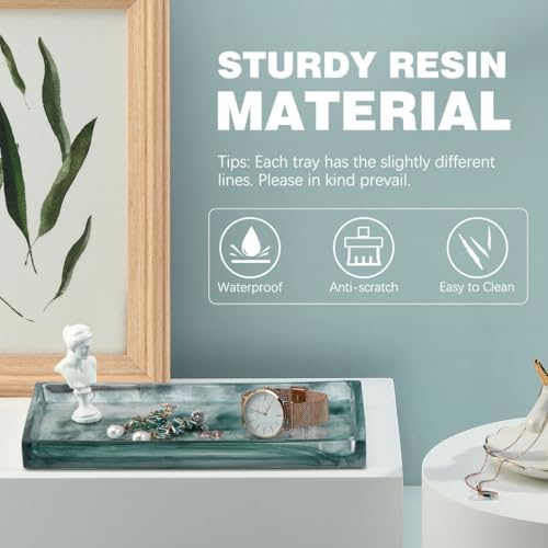 Ink Green Resin Vanity Tray with Jewelry Storage