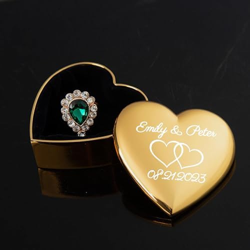 Personalized Heart Shaped Ring Box with Name and Date