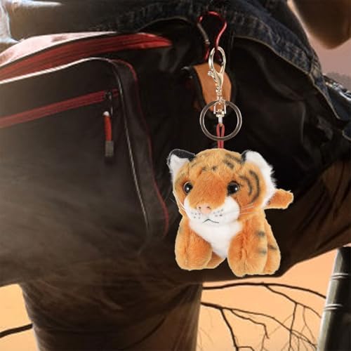 LOGOFUN 4PCS Plush Tiger Keychains for Backpacks Purses