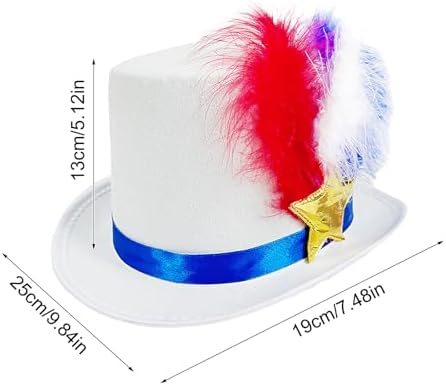 Independence Day Star Flag Feather Top Hat 984x748x512 Inches