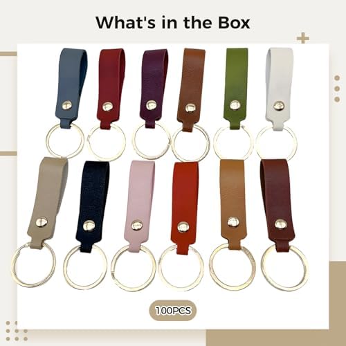 100 Piece Assorted Pu Leather Keychains Customizable Gift Set