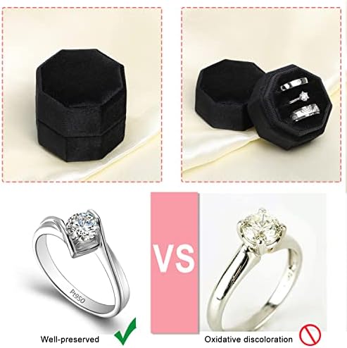 WantGor Velvet Ring Box with 3 Slots Black