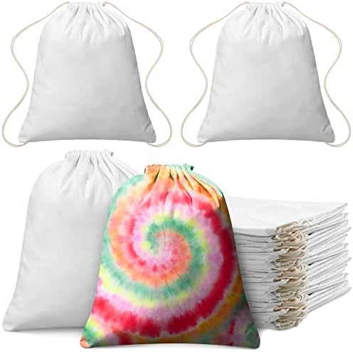 Saintrygo 24 Pcs Cotton Drawstring Tote Bags for Tie Dye