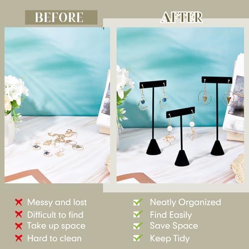 Marsui 12 Pcs Earring Display Stand Set with 3 Heights